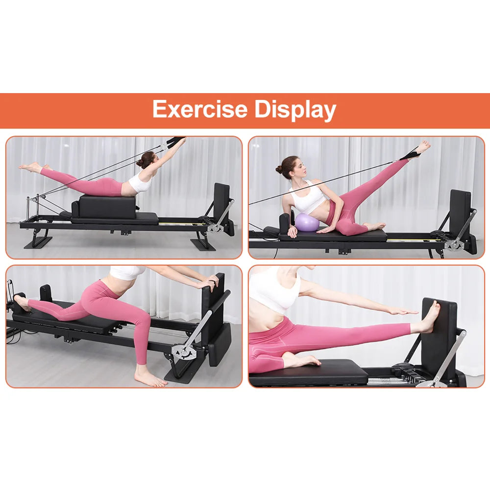 Foldable Pilates Reformer Machine, Professional Pilates Core Bed for Home Gym, 150kg Capacity Yoga Fitness Equipment