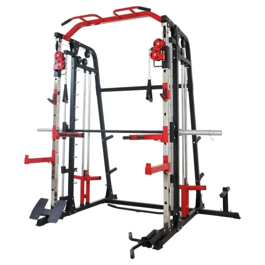 Commercial Smith Machine Integrated Power Rack Multifunctional Squat Press Cable Crossover Home Gym Fitness Equipment