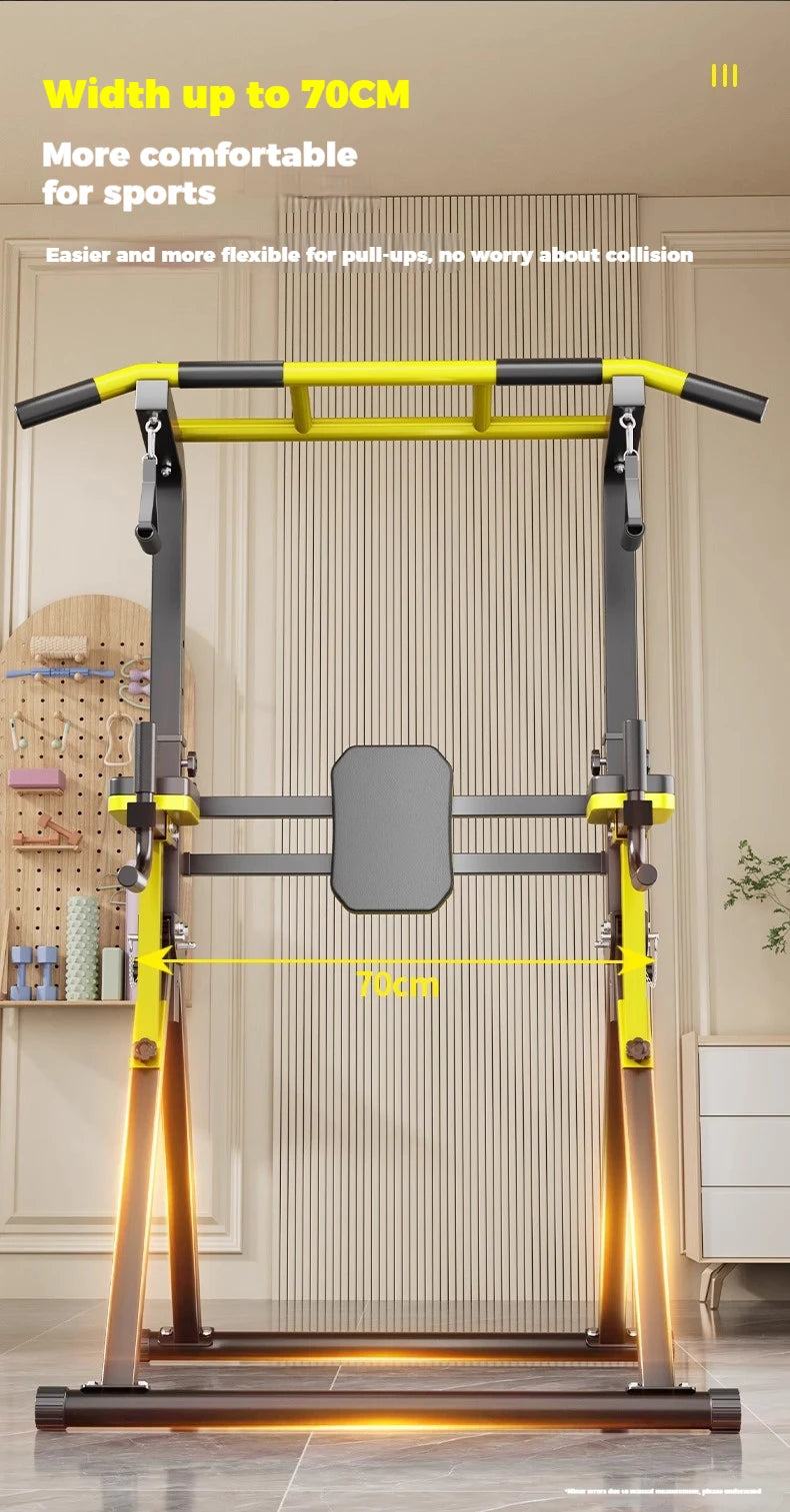 Foldable Free Standing Pull Up Bar Station, Multi-Function Home Gym Dip Station, Adjustable Height Chin Up Bar for Adults Kids