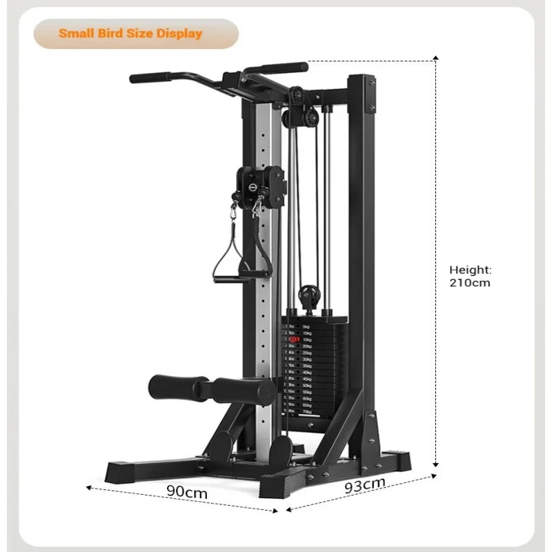 Compact Home Gym Cable Machine with Weight Stack Pull Up Bar Foldable Chest Fly Arm Lat Pulldown Strength Training Equipment