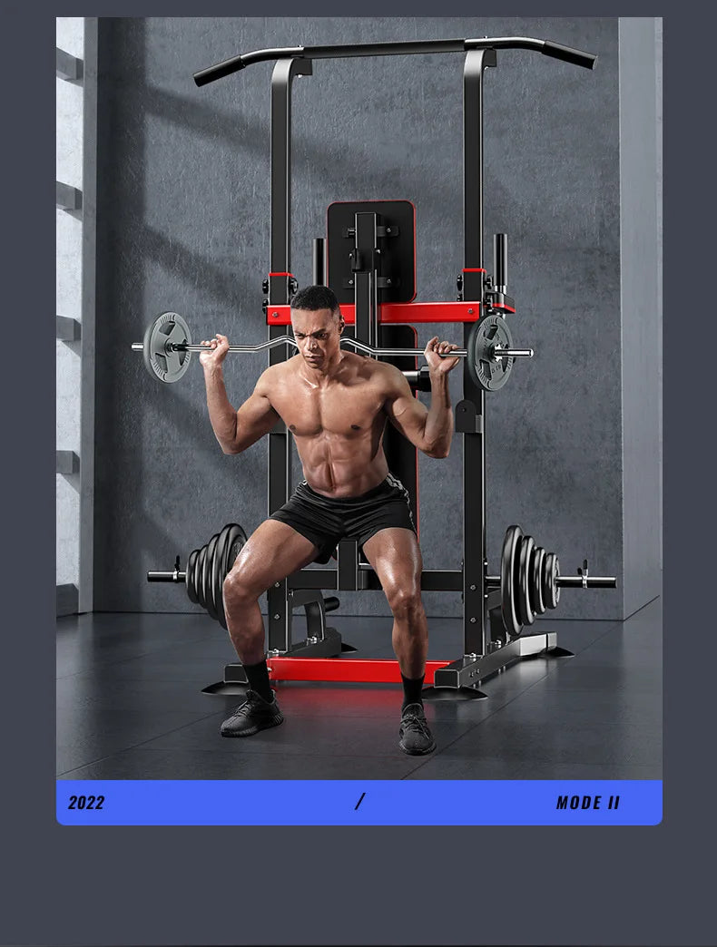 All-in-One Home Gym Power Tower with Weight Bench, Dip Bars & Pull Up Bar for Push-ups, Dips, Pull-ups, Leg Raises