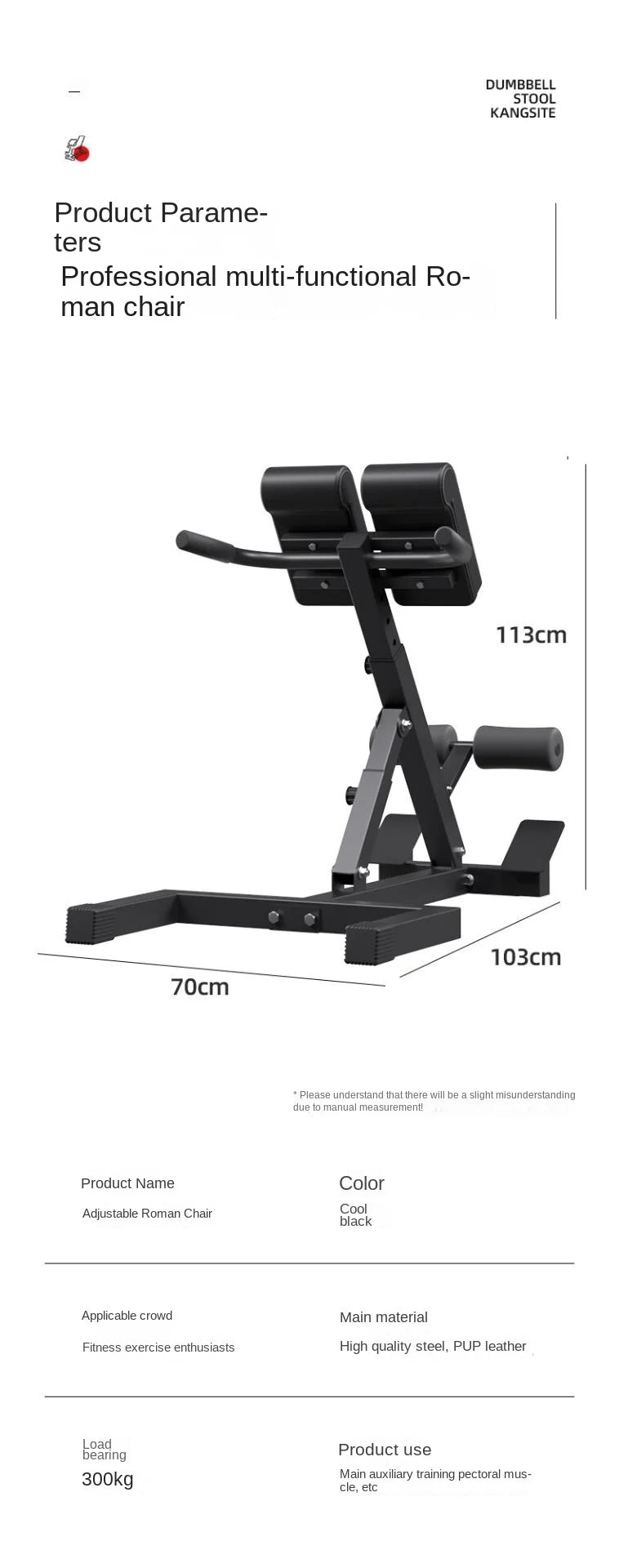 Roman Chair Hyperextension Bench Indoor Waist Stretch Fitness Chair Multifunctional Home Gym Workout Equipment