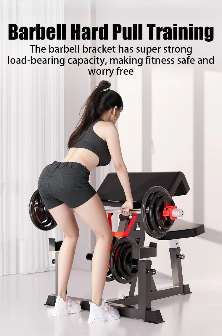 3 in 1 Preacher Curl Machine Bicep Tricep Workout Station Barbell Dumbbell Training Equipment Home Gym Strength Fitness Machine
