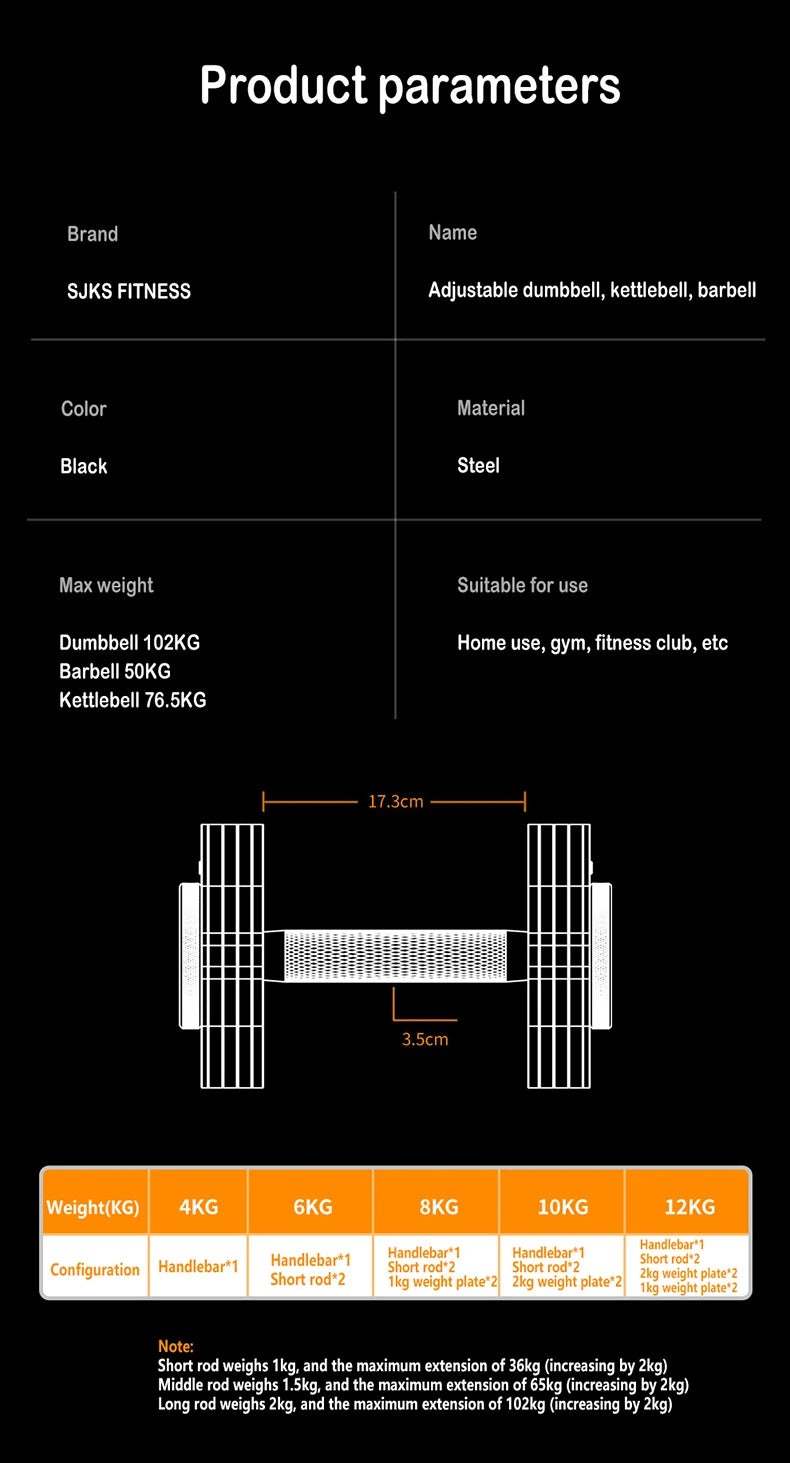 2026 Durable Solid Steel Adjustable Dumbbell 4kg-102kg Quick Adjust 2kg Step Square Plug In Dumbbell For Home Full Body Muscle B