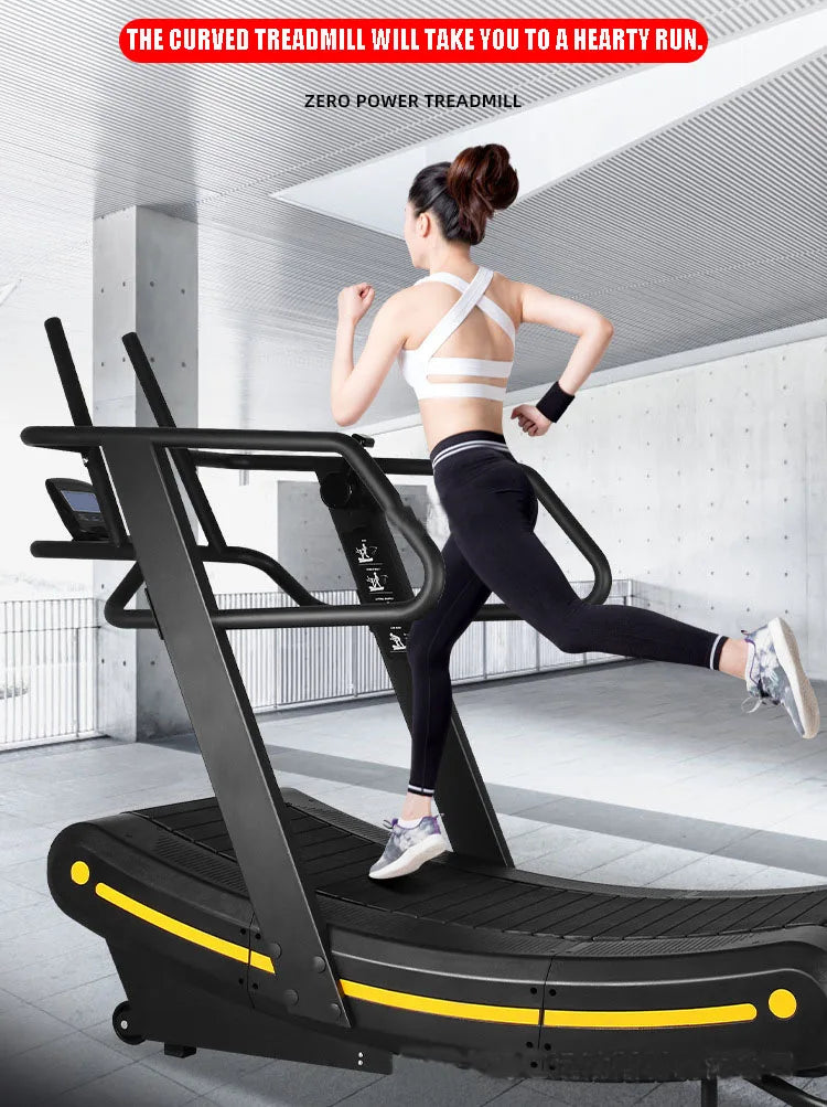 Non-Motorized Curved Treadmill Commercial Grade Manual Air Runner for Gym Fitness, Self-Powered Curved Treadmill for HIIT Workou