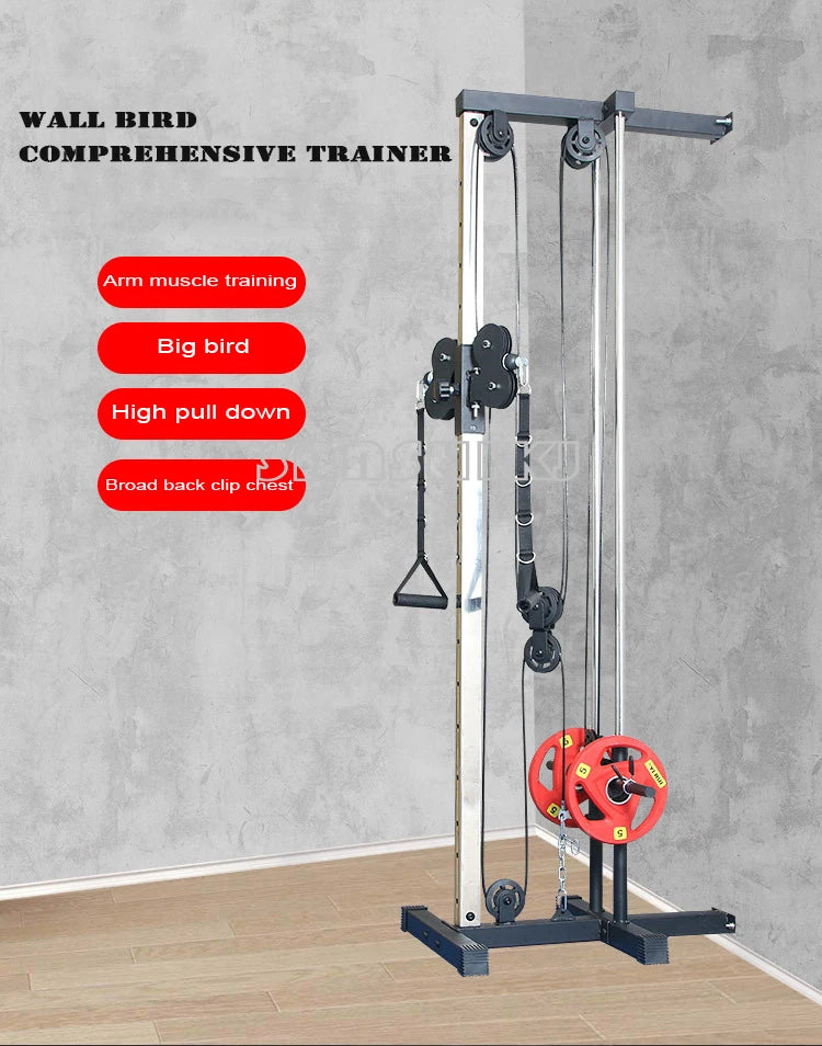 Wall Mounted Cable Pulley Machine Home Gym Lat Pulldown Low Row Arm Strength Training System