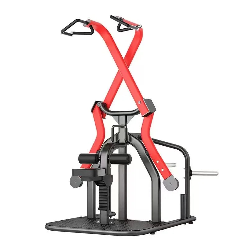 Plate Loaded Lat Pulldown Machine, Cross Pull Back Scissors High Pull Trainer Gym Strength Fitness Equipment