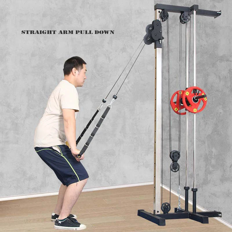 Wall Mounted Cable Pulley Machine Home Gym Lat Pulldown Low Row Arm Strength Training System