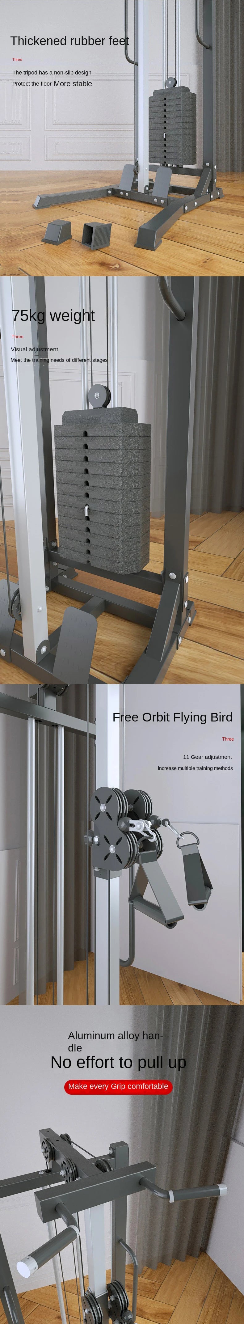 Commercial Single Arm Fly Machine High Low Pulley Cable Station Integrated Rowing Trainer Home Gym Smith Machine Power Rack