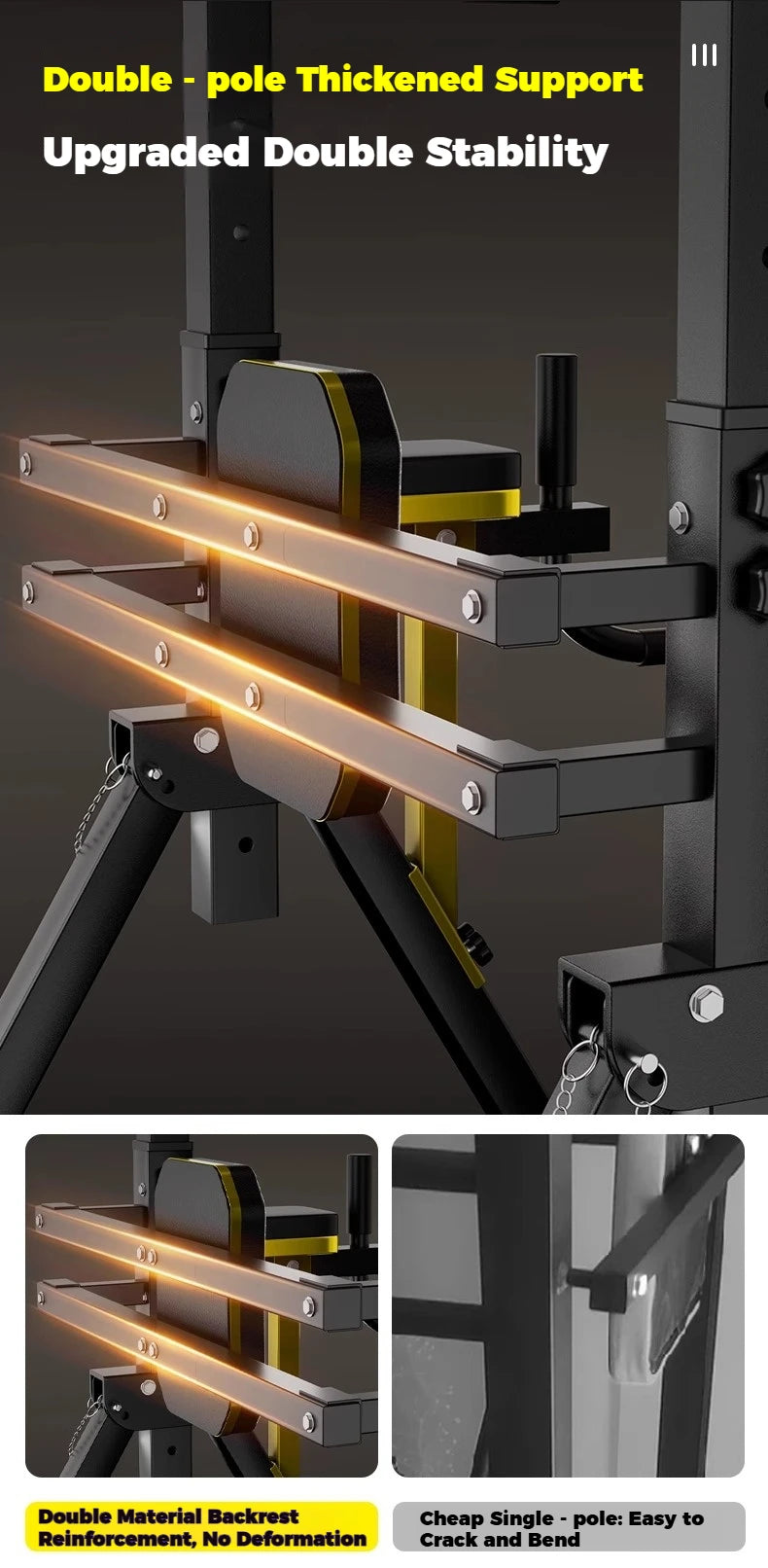 Foldable Free Standing Pull Up Bar Station, Multi-Function Home Gym Dip Station, Adjustable Height Chin Up Bar for Adults Kids