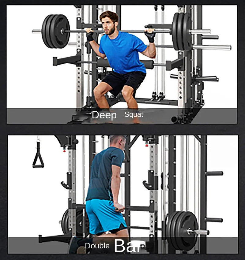 Multi-Function Smith Machine Home Gym Smith Rack Cable Crossover Fly Station Squat Bench Press Weight Lifting Fitness Equipment