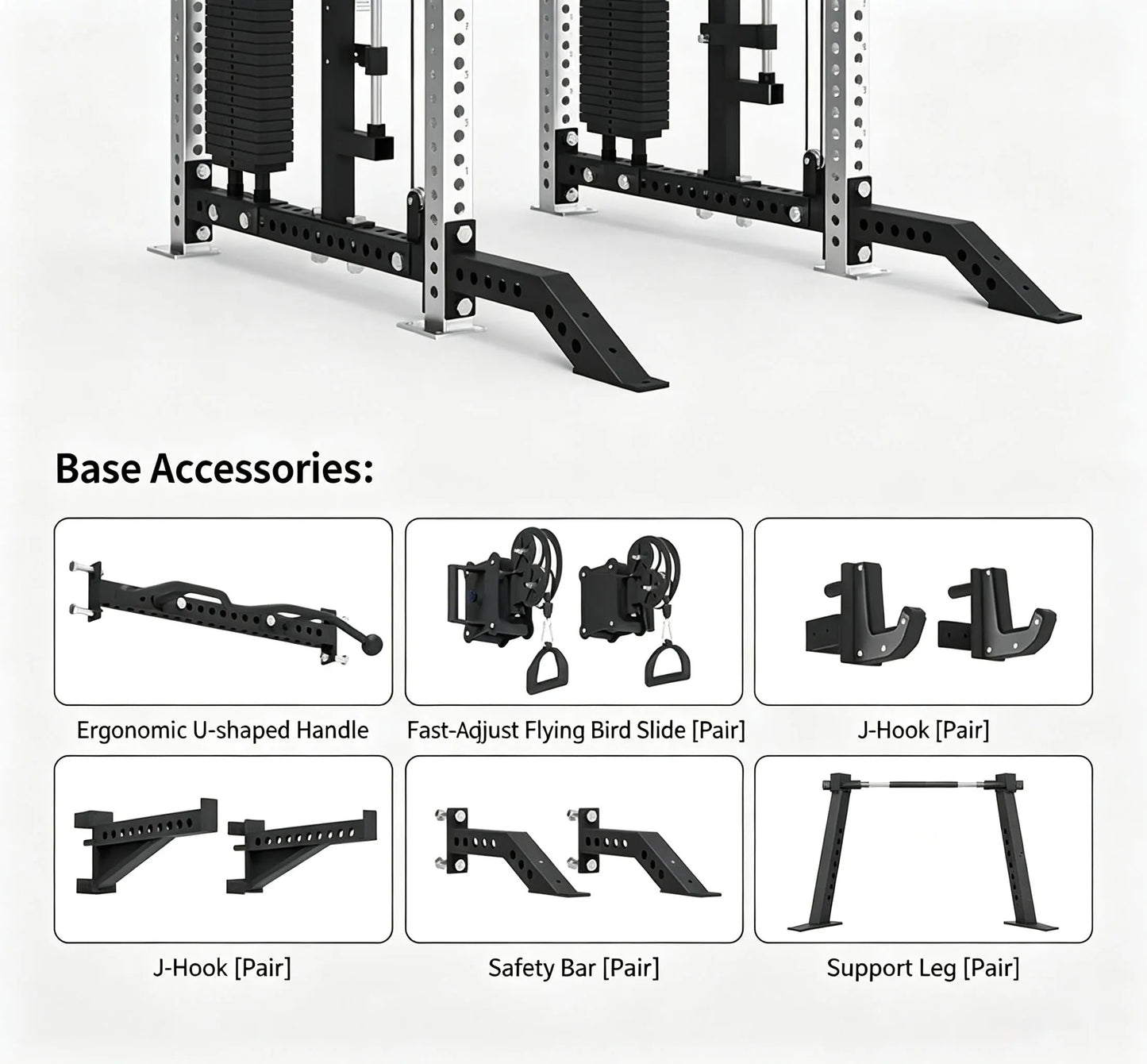 Pin Loaded Smith Machine Multi Function Squat Rack Commercial Home Gym Strength Training Equipment with Cable System & Pec Fly