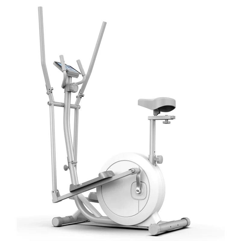 2 in 1 Elliptical Exercise Bike Foldable Cardio Trainer Indoor Fitness Machine with LCD Monitor for Home Gym