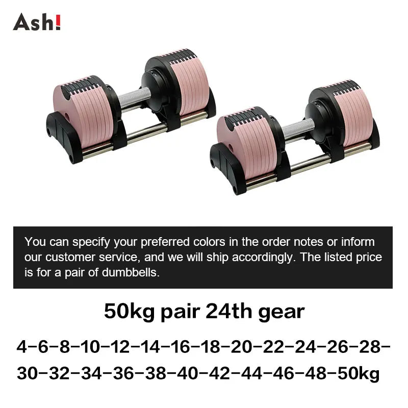 Adjustable Dumbbell Pair 2kg(5lb) or 4kg(9lb) Increase Max 50kg(110lb) Home Gym Weight Set