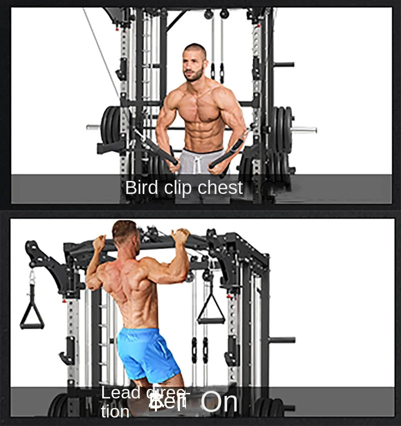 Multi-Function Smith Machine Home Gym Smith Rack Cable Crossover Fly Station Squat Bench Press Weight Lifting Fitness Equipment