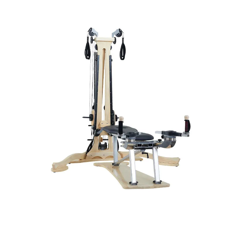 Wooden Pilates Reformer with Tower Gym Equipment for Yoga Studio Home Core Training Fitness Machine