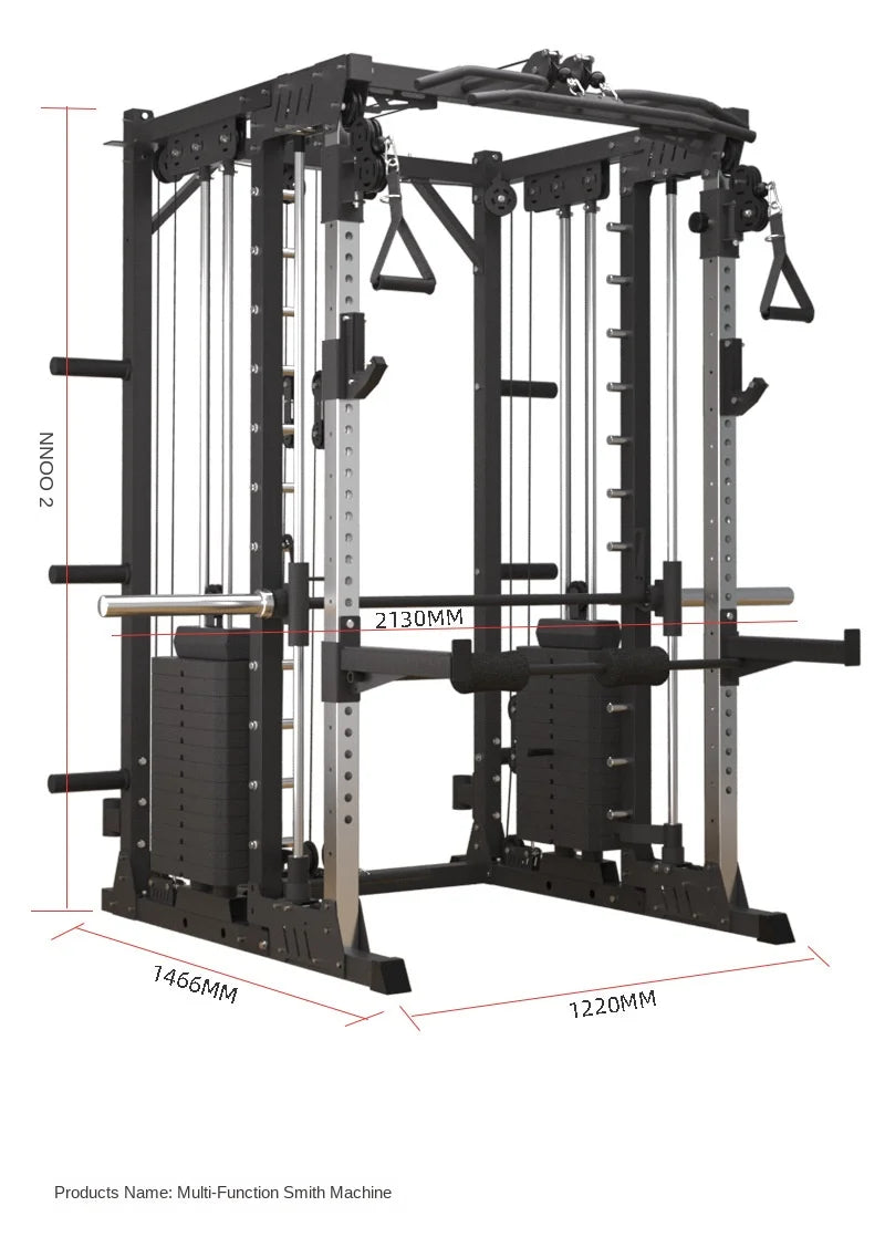 Multi-Function Smith Machine Home Gym Smith Rack Cable Crossover Fly Station Squat Bench Press Weight Lifting Fitness Equipment