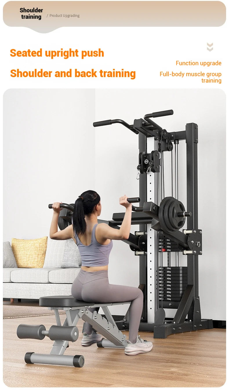 Compact Home Gym Cable Machine with Weight Stack Pull Up Bar Foldable Chest Fly Arm Lat Pulldown Strength Training Equipment