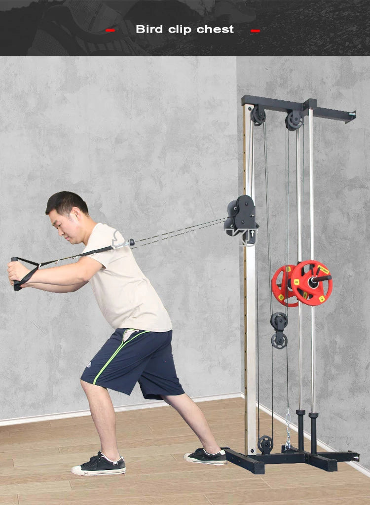 Wall Mounted Cable Pulley Machine Home Gym Lat Pulldown Low Row Arm Strength Training System