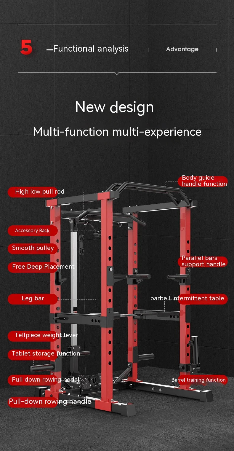 Multifunctional Power Rack with Lat Pulldown - Commercial Grade Home Gym Squat Cage for Weightlifting, Bench Press & Strength Tr