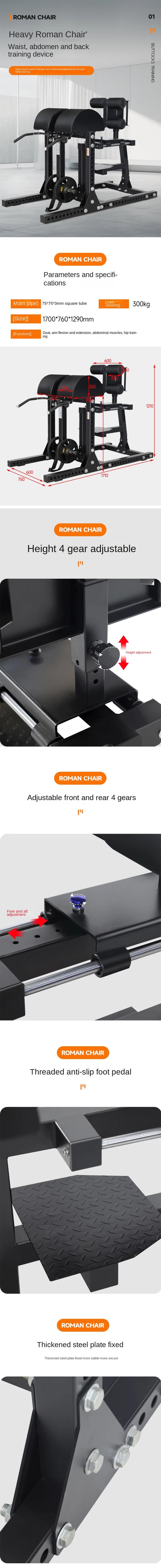 Commercial Grade GHD Machine, Adjustable Glute Ham Developer for Core & Back Training, Heavy Duty Roman Chair Hyperextension Ben