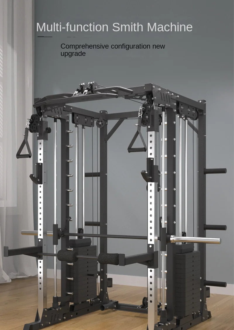 Multi-Function Smith Machine Home Gym Smith Rack Cable Crossover Fly Station Squat Bench Press Weight Lifting Fitness Equipment