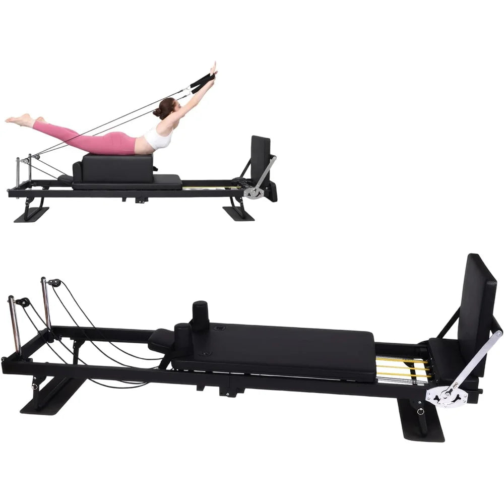 Foldable Pilates Reformer Machine, Professional Pilates Core Bed for Home Gym, 150kg Capacity Yoga Fitness Equipment