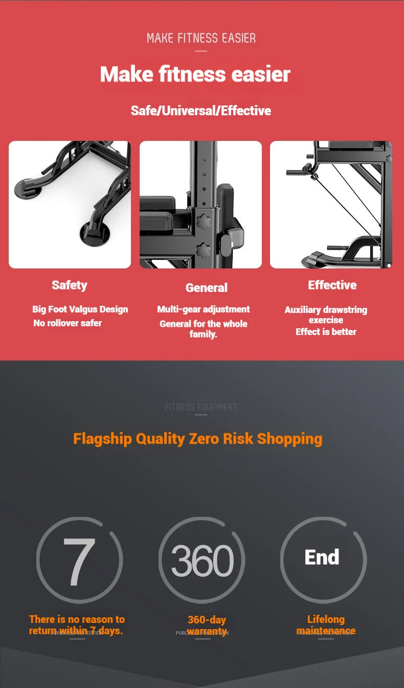 Multifunctional Free Standing Pull Up Bar Station, Space-Saving Power Tower for Home Gym, for Adults & Kids Strength Training