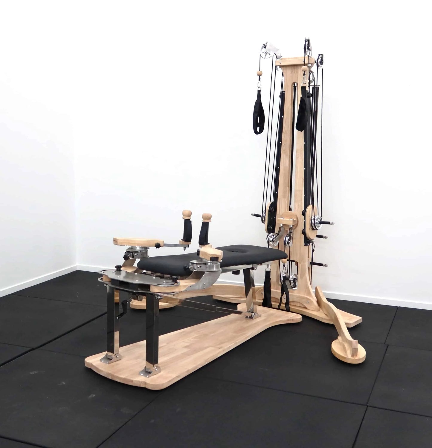 Wooden Pilates Reformer with Tower Gym Equipment for Yoga Studio Home Core Training Fitness Machine