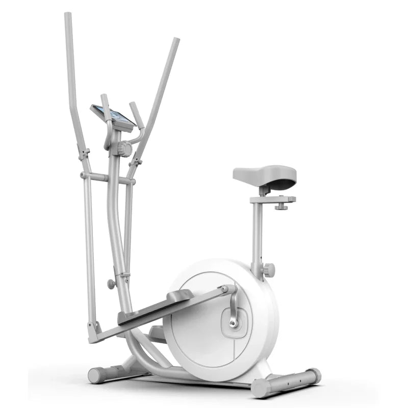 2 in 1 Elliptical Exercise Bike Foldable Cardio Trainer Indoor Fitness Machine with LCD Monitor for Home Gym