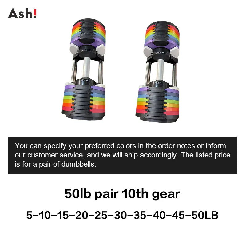 Adjustable Dumbbell Pair 2kg(5lb) or 4kg(9lb) Increase Max 50kg(110lb) Home Gym Weight Set