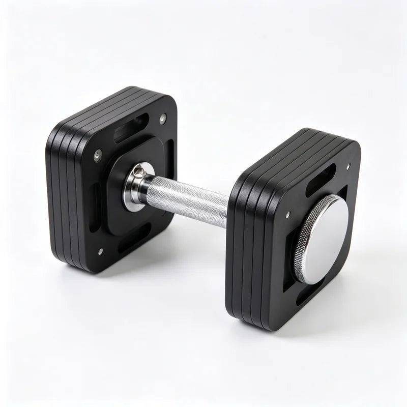 Adjustable square dumbbells, 1kg adjustable quick-lock dumbbells, non-slip handles, home gym strength training equipment.