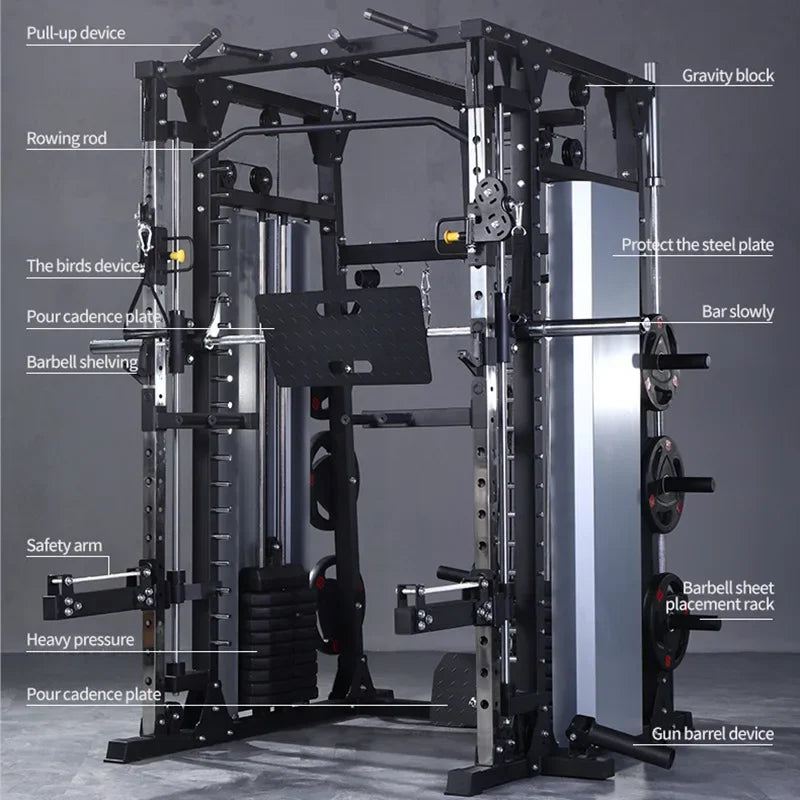 Smith Machine Power Rack Multifunctional Squat Rack Cable Crossover Integrated Comprehensive Home Gym Fitness Equipment