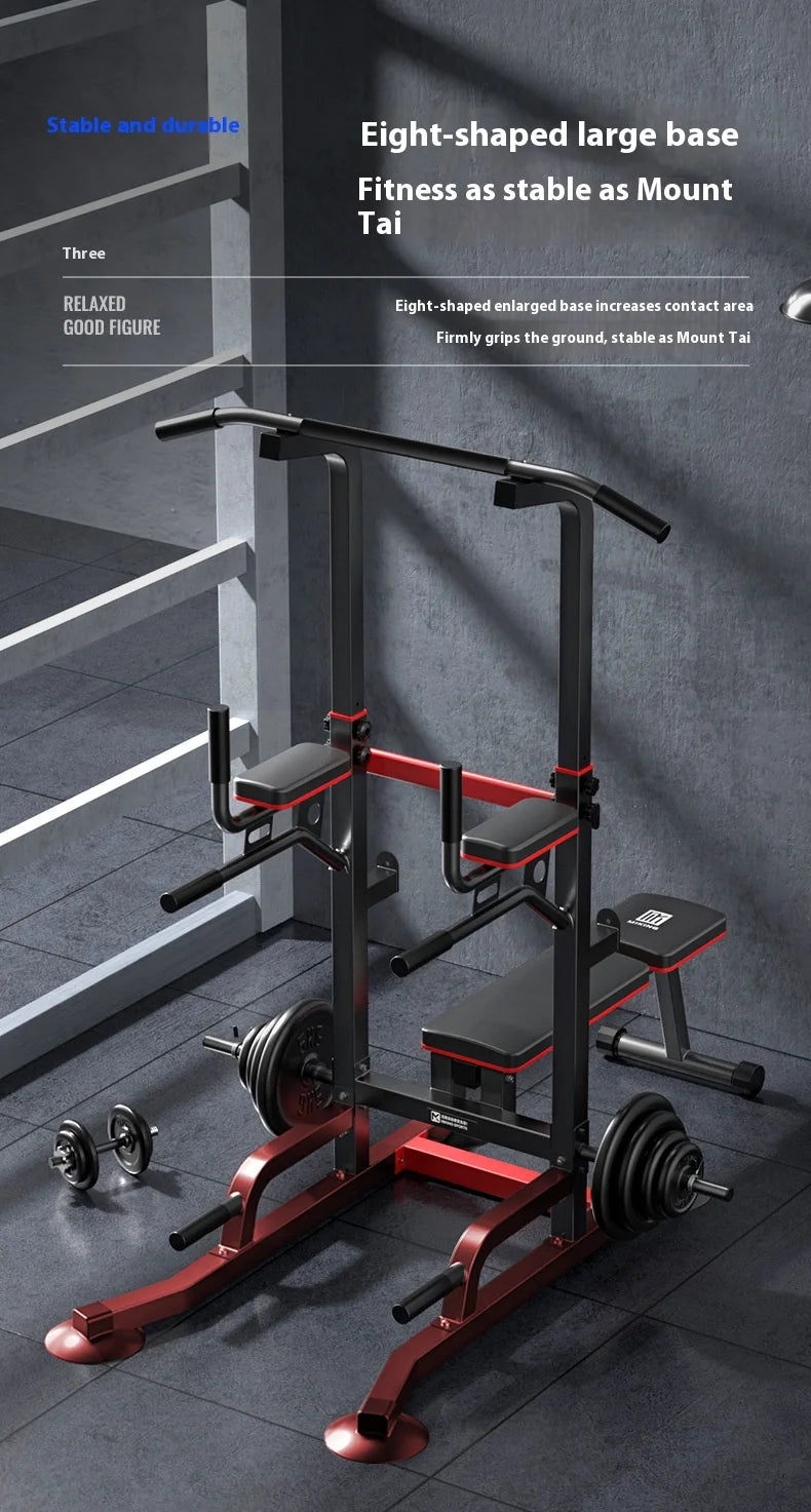 All-in-One Home Gym Power Tower with Weight Bench, Dip Bars & Pull Up Bar for Push-ups, Dips, Pull-ups, Leg Raises