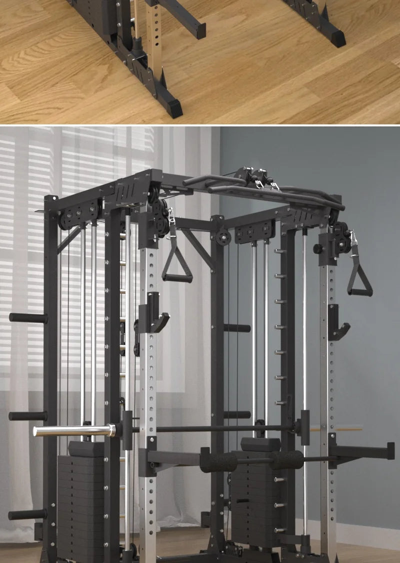 Multi-Function Smith Machine Home Gym Smith Rack Cable Crossover Fly Station Squat Bench Press Weight Lifting Fitness Equipment