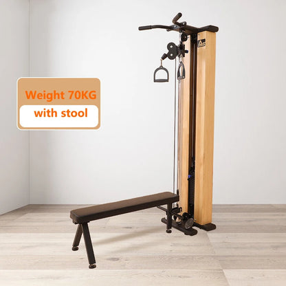 Wall Mounted Cable Pulley Machine with Pull Up Bar, Lat Pulldown Bench, Home Gym Strength Training Equipment