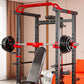 Multi-Functional Power Cage Squat Rack with Cable Pulley System, Heavy Duty Home Gym Full Cage with Lat Pulldown, Dip Bars & Pul