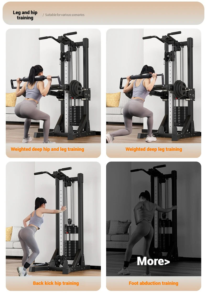 Compact Home Gym Cable Machine with Weight Stack Pull Up Bar Foldable Chest Fly Arm Lat Pulldown Strength Training Equipment
