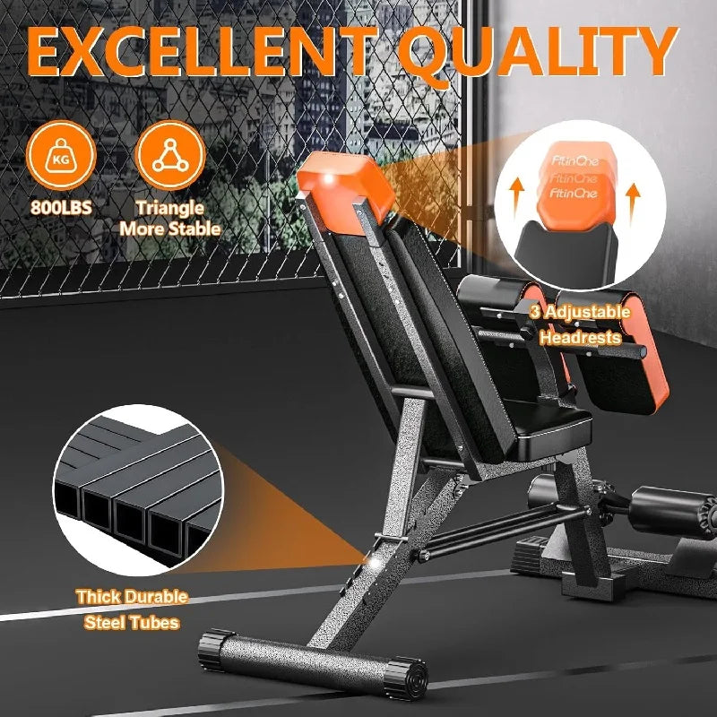 Adjustable Roman Chair Hyperextension Bench Back Extension Abdominal Core Trainer Home Gym Fitness Equipment