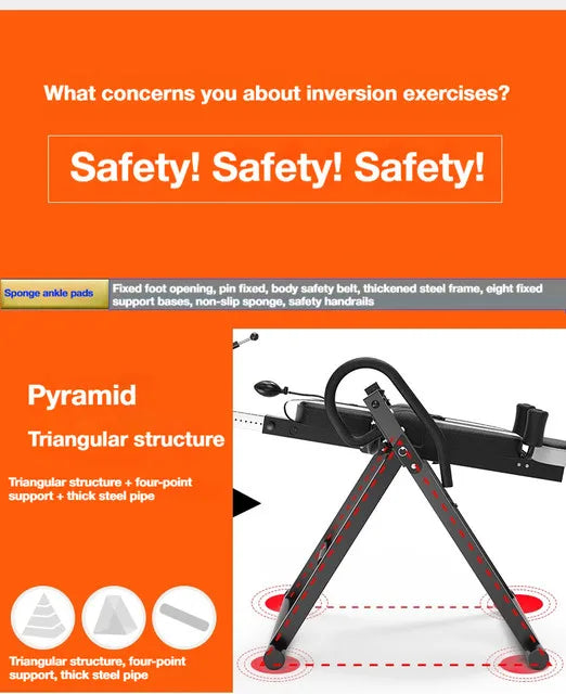 Inversion Table with Adjustable Headrest Back Stretcher Home Gym Fitness Equipment