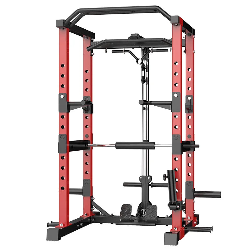 Multifunctional Power Rack with Lat Pulldown - Commercial Grade Home Gym Squat Cage for Weightlifting, Bench Press & Strength Tr