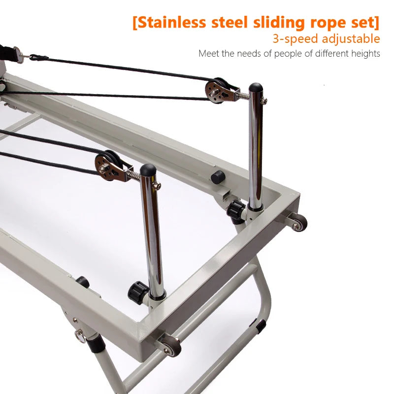 Foldable Pilates Reformer Machine Home Gym Yoga Bed with Adjustable Springs Resistance Bands Core Training Equipment