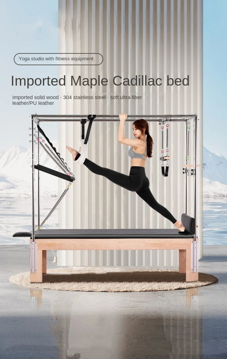 Large Fitness Workout Bench Cadillac Wooden Pilates Yoga Training Body Shaper 5-in-1 Pilates Reformer Complete Set