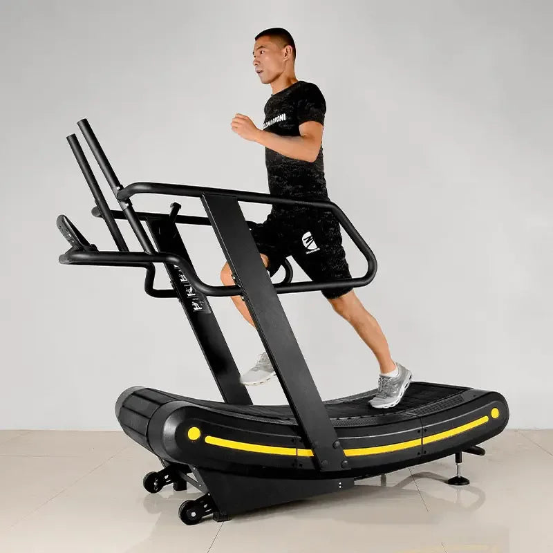 Non-Motorized Curved Treadmill Commercial Grade Manual Air Runner for Gym Fitness, Self-Powered Curved Treadmill for HIIT Workou