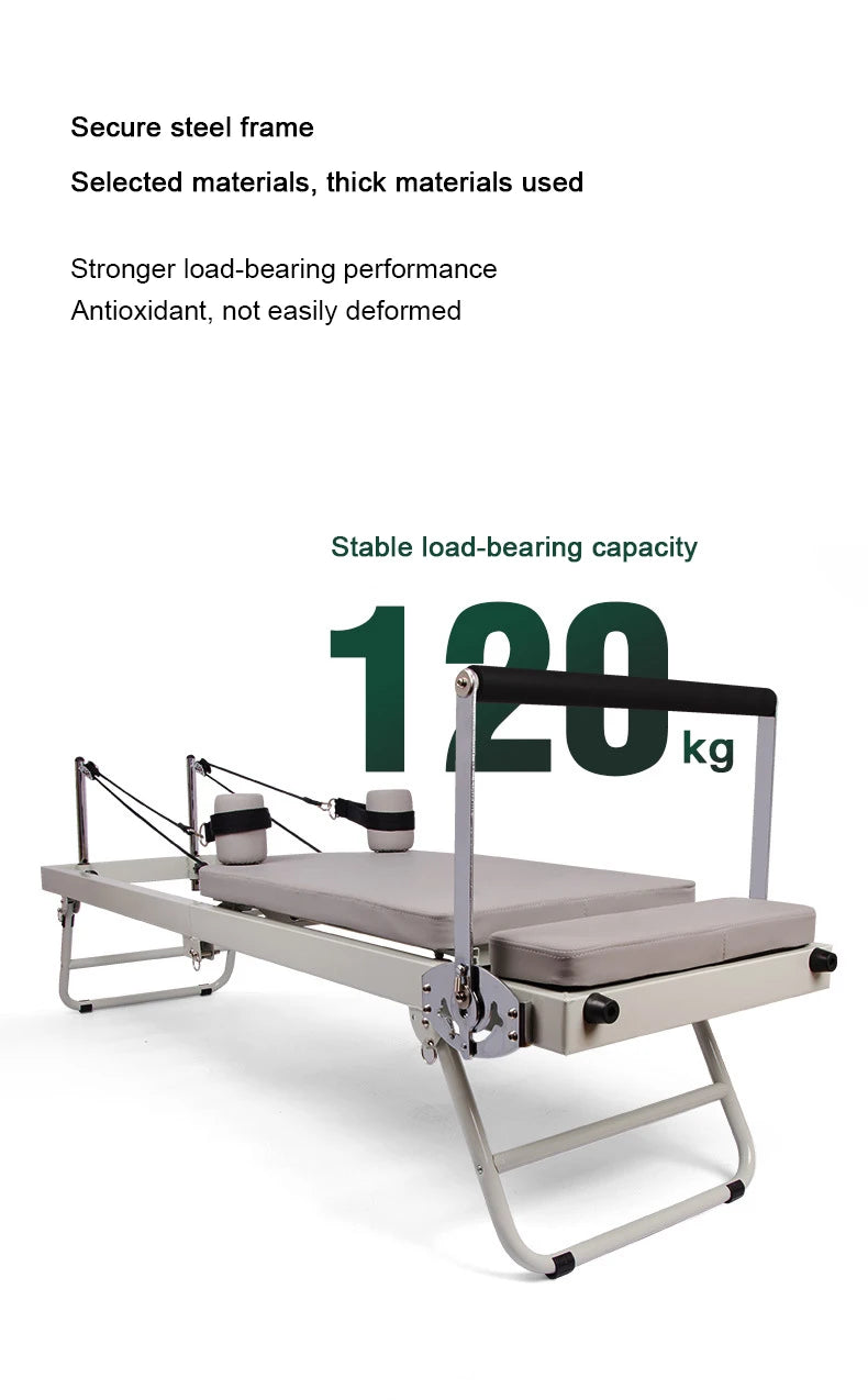 Foldable Pilates Reformer Machine Home Gym Equipment Yoga Bed Resistance Bands Full Body Workout Trainer