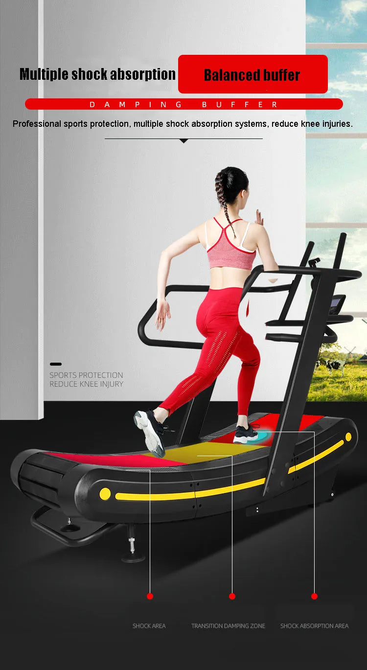 Non-Motorized Curved Treadmill Commercial Grade Manual Air Runner for Gym Fitness, Self-Powered Curved Treadmill for HIIT Workou