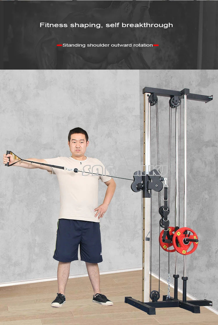 Wall Mounted Cable Pulley Machine Home Gym Lat Pulldown Low Row Arm Strength Training System