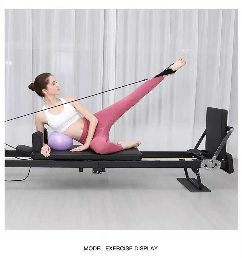 Foldable Pilates Reformer Machine, Professional Pilates Core Bed for Home Gym, 150kg Capacity Yoga Fitness Equipment