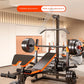10-in-1 Multifunctional Home Gym Weight Bench Set with Squat Rack Lat Pulldown Preacher Curl Bench Press Station