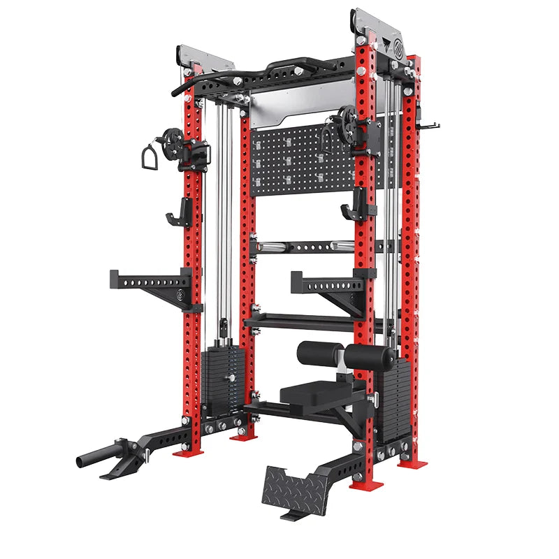 Pin Loaded Smith Machine Multi Function Squat Rack Commercial Home Gym Strength Training Equipment with Cable System & Pec Fly
